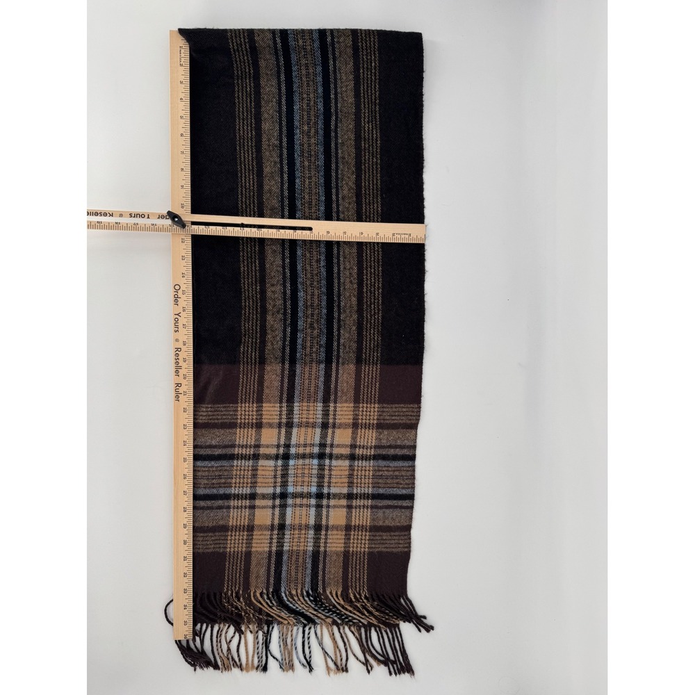 Runway by Echo Brown Plaid Oversized Fringed Wrap Scarf One Size Acrylic Shawl - Picture 5 of 5
